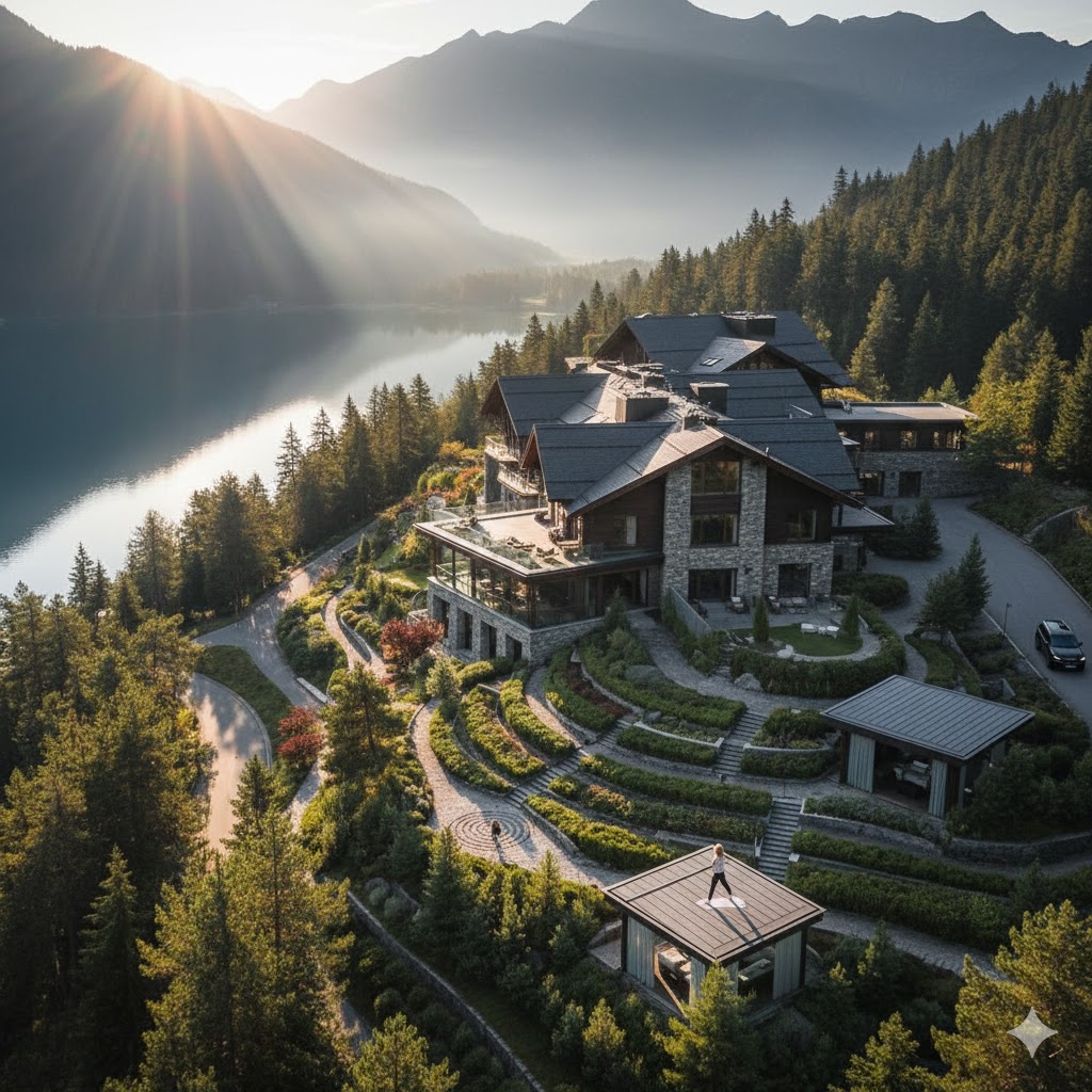 Luxury rehab centers exterior showcasing a secluded, private facility for discreet high-end treatment and executive wellness.